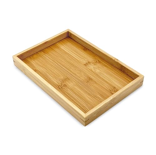 Bam & Boo - Natural Bamboo Rectangle Serving & Vanity Tray - For Kitchen Bathroom Countertop, Coffee Table (Small, 11 Inch X 7.5 Inch X 1.2 Inch ), Beige, (B-12502-1) #TOP5