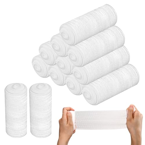 12 rollos de vendaje elástico de gasa de 7,5 cm x 2 m para todo tipo de heridas y primeros auxilios