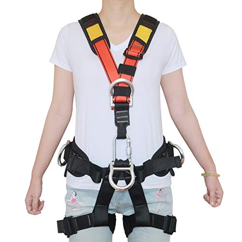 HEEJO Climbing Harness, Safety Harness Safe Seat Belt for Outdoor Tree Climbing Harness, Outward Band Expanding Training Large Size