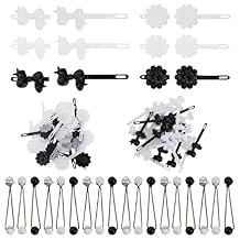 Yolev 72 Pieces Self Hinge Plastic Hair Barrettes for Girls Bowknot and Flower Hair Clips Cute Hair Barrettes 80s 90s Hair Barrette Hair Clip for Girls Black/White/Transparent