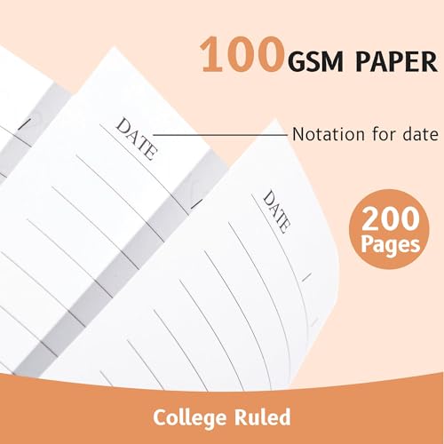 Yoment B5 Spiral Notebook with Folder Pockets - 200 Pages Hardcover College Ruled Journal, Thick 100gsm Paper for Note Taking, Work & Office, Lined Notebook for Women & Men, Yellow — view 4