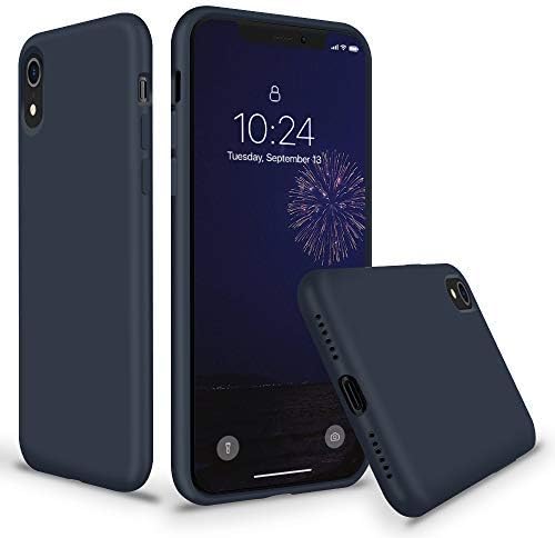 SURPHY Silicone iPhone Xs MAX Case, Slim Soft Liquid Silicone Rubber Full Body Protection Phone Case Cover with Microfiber Lining for iPhone Xs MAX Case 6.5", Midnight Blue