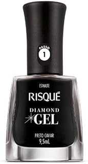 Esmalte Risqué Diamond Gel Preto Caviar Cremoso 9, 5ml, Risqué, PRETO CAVIAR, 9.5 ml
