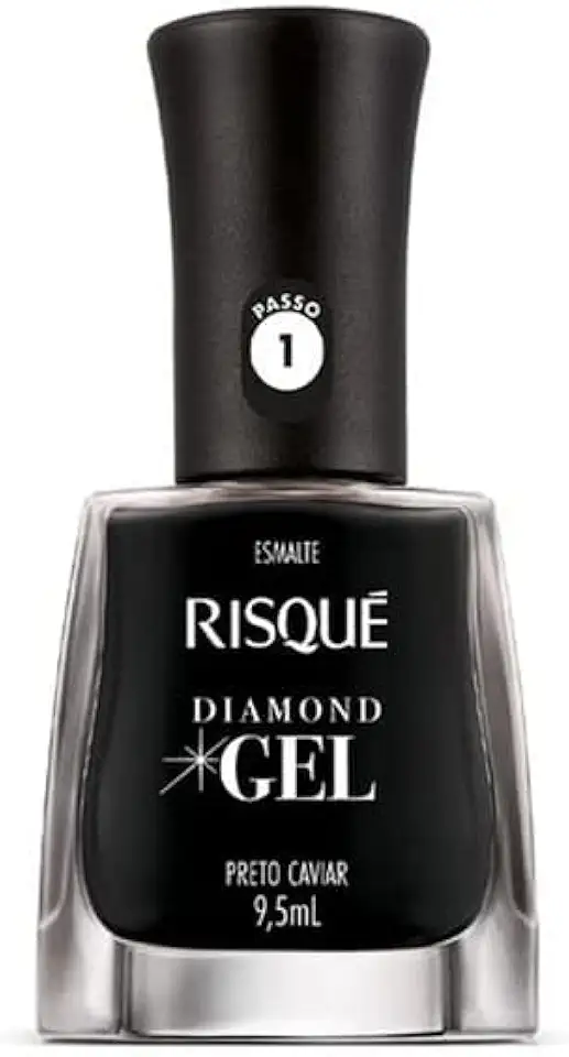 Esmalte Risqué Diamond Gel Preto Caviar Cremoso 9, 5ml, Risqué, PRETO CAVIAR, 9.5 ml