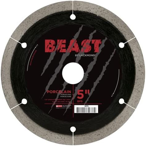 Lackmond Beast Pro Porcelain Saw Blade - 5" Hard Tile Cutting Tool with Thin Kerf Cutting Edge & 7/8" - 20mm - 5/8" Arbor - BP5