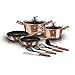 Berlinger Haus Rose Gold Batería Cocina Inducción 10 Piezas, Antiadherente Mármol sin PFOA, Aluminio, 2 Cazuelas 2 Tapas Cristal, 2 Sartenes, 4 Utensilios, Metallic Line Vitrocerámica Oro Rosa BH-6142