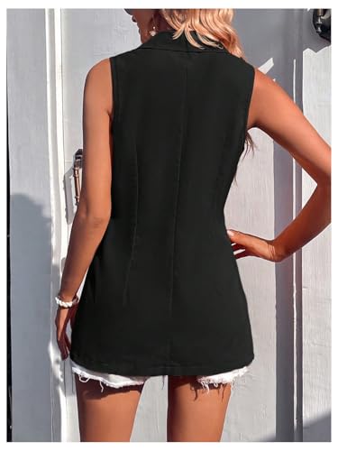 WDIRARA Women's Button Down Sleeveless Blazer Lapel Neck Casual Dressy Jacket Waistcoat2