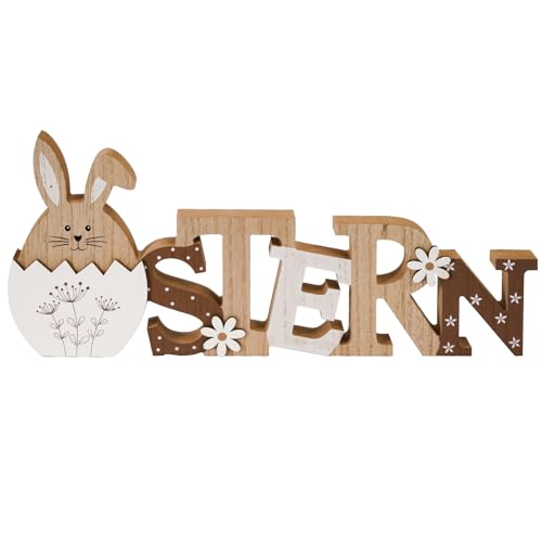 Deko Aufsteller für Ostern Osterdekoration aus Holz Deko Aufsteller für Ostern Schriftzug mit niedlichen Hasenkopf Osterdeko zum Hinstellen