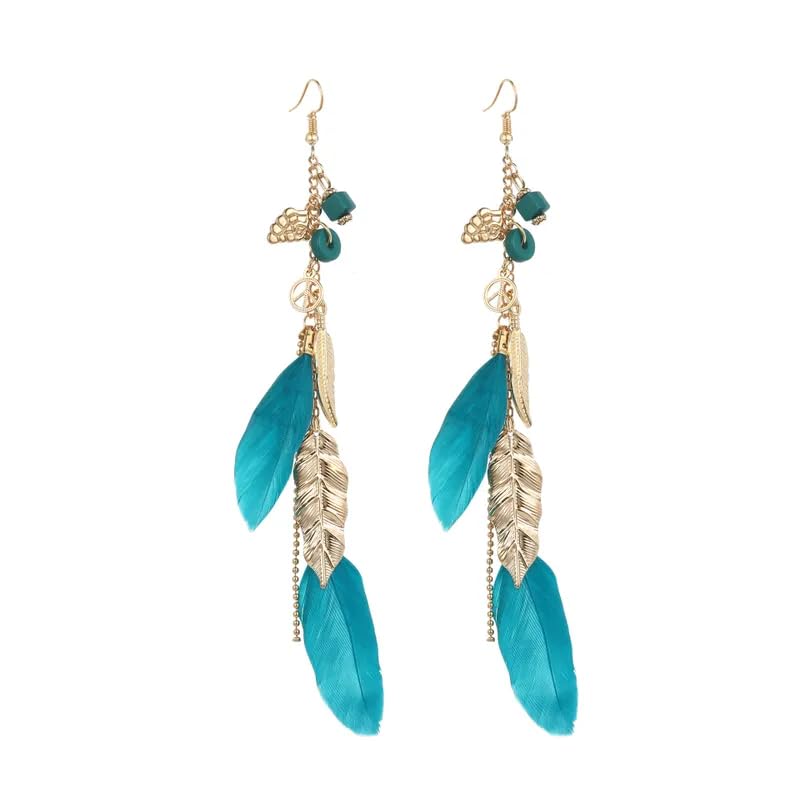 Via Mazzini Bohemia Beach Style Midnight Green Real Feather Dangle Earrings Set For Women And Girls (ER2311) 1 pair (B0CGLMBQ8T) Amazon Price History, Amazon Price Tracker