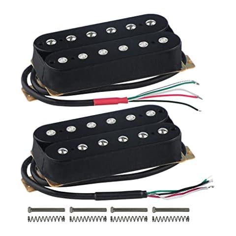 FLEOR Electric Guitar Humbucker Pickups Ceramic Double Coil Guitar Bridge Pickup & Neck Pickups Set-Black Cover