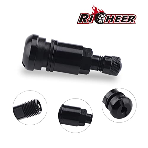 Autoventil Richeer 4 Stück aus Aluminium in Schwarz mit 11,3 mm Ventilloch
