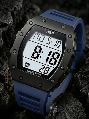 Image of V2A Digitron 2118 Tonneau Sports Watch for Men & Boys | Rugged Design | Big Dial | Alarm, Stopwatch, 12 /24H | 3 ATM Water Resistant | Luminous Display | Sports, Fitness, Outdoor & Training | Gifts for Men & Boy
