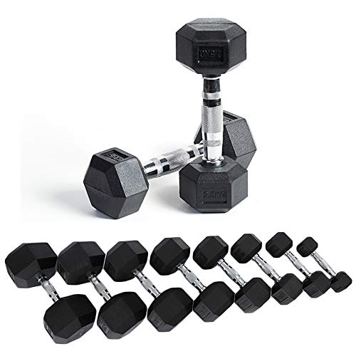 Haltère de Poids 12.5kg AKT Hex en Fonte avec Caoutchouc