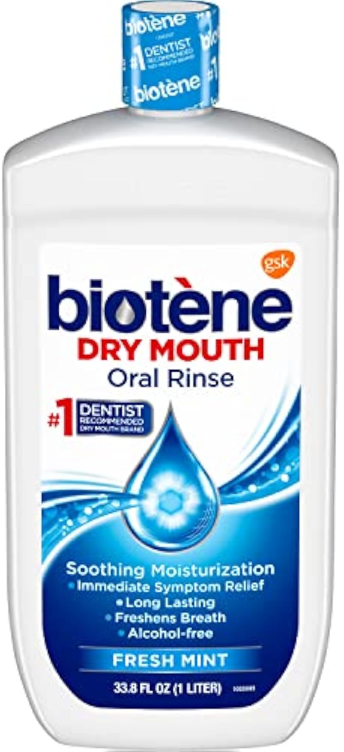 Biotene Oral Rinse Mouthwash for Dry Mouth, Breath Freshener and Dry Mouth Treatment, Fresh Mint - 33.8 fl oz