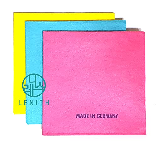 Lenith [15 Packs] German Universal Household Color Dish Cloths (3 Colors, 15Ea) Machine Washable Super Absorbent, Drying Eco-Friendly Non-Woven Fabric Kitchen Cleaning Cloth #TOP2