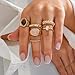 ONBRIG Chunky Gold Rings for Women Adjustable Statement Rings for Women Thick Stackable Ring Trendy Ring Chunky Gold Jewelry (A : 6PCS)