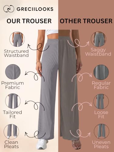 Image of GRECIILOOKS Women's Parachute Cargo Pants - High Waist Flared Korean Trousers| Trendy Casual Wear for Daily & Travel Use (Available in Plus Size)