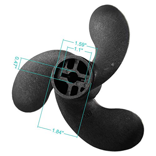 Renxinu Black High Strength Nylon Propeller, High Performance Propeller for Tohatsu Nissan 2.5/3.5HP Mercury Outboard, 3-Vanes
