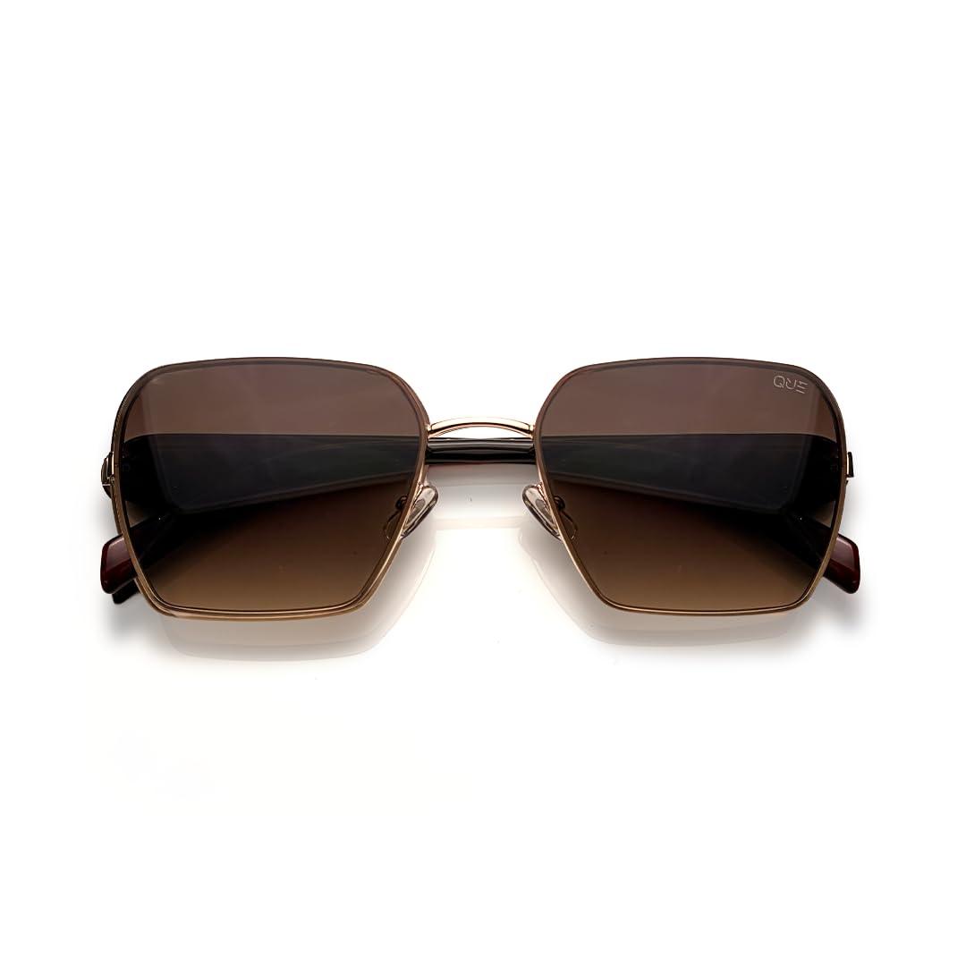 Meher by Shikhar Dhawan | Women Hexagonal Sunglasses | Brown Metal Frame | UV400 Protection | Brown Lens | Medium Fit | Elegant Everyday Design-image-27