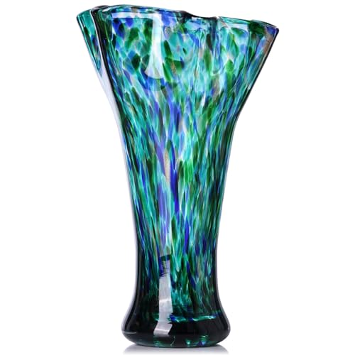 Vase en verre soufflé main bleu sarcelle 25cm | Art de la table d'exception - 2