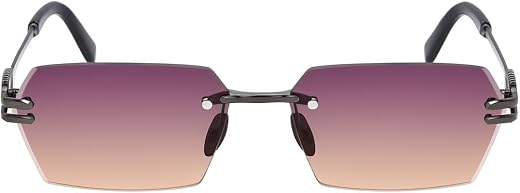 ACCENTZ Geometric Rectangular Stylish Sunglasses For Men &amp; Women |Branded Luxury Rimless Trending Design Goggles 100% UV P...