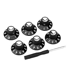 Musiclily Pro Imperial Inch Size Boutons Guitare Chapeau de Sorcière Skirted Amp Knobs,Noir (Lot de 6) - Les Beatles, Paul McCartney, John Lennon, RIngo Starr, George Harrison