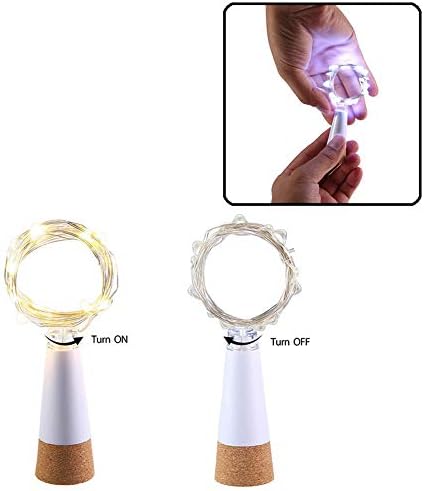 LED Wine Bottle Lights, USB Rechargeable No Battery Required, 6.5ft (2M) Copper Wire 20 LED, Cork Light for Christmas, Outdoor BBQ Party Wedding Holiday Decoration (Cold White, 3 Pack)