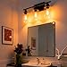 MELUCEE Bathroom Vanity Light Fixtures 24 Inches Length 3 Lights Wall Sconce Black with Clear Glass Shade for Bedroom Living Room Hallway Kitchen (Patent No.: US D963914 S)