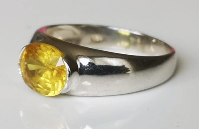 Natural Yellow Sapphire 6.50 Carat Ring 925 Sterling Silver Handmade Ring For Men And Woman Anniversary, Adjustable3