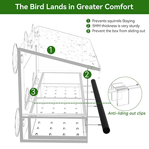 Dy-Skty Clear Window Bird Feeder With 6 Strong Suction Cups And Detachable Seed Tray For Outside, Large Transparent Acrylic Wild Birds House Cat Kids And Elderly Viewing Bird Feeder For Window Perch #TOP3