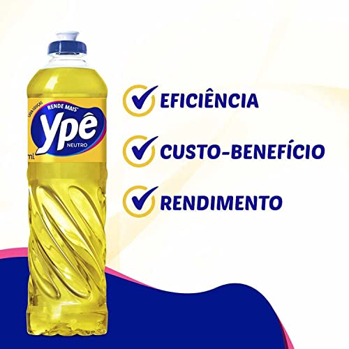 Kit 12un Detergente Lava Louças Neutro Ypê Amarelo 500ml