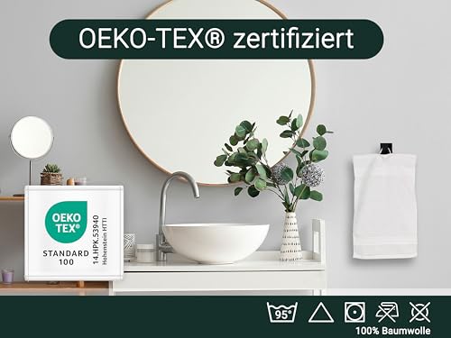 ZOLLNER 10er Set Gästetücher in 30x50 cm - besonders weiche und saugstarke Handtücher in weiß - mit praktischem Aufhänger - waschbar bis 95°C - Baumwolle - Hotelqualität