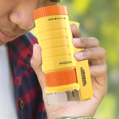Microscopio de bolsillo ajustable con iluminación LED para pequeños estudiantes 7