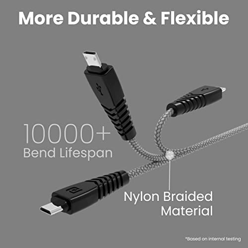 Image of Portronics Nylon Braided Fast Charging And Data Sync 3.0 Amp Konnect B Micro Usb Cables With Pvc Heads For Smartphone, Tablet, Laptop, Smart Watch (Grey, 1 Meter)