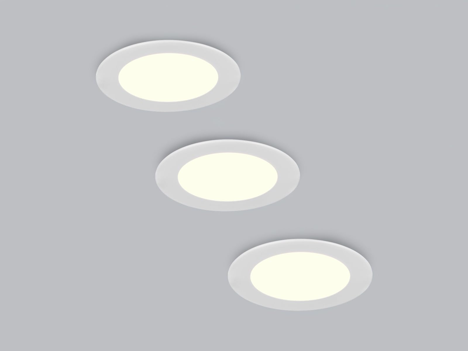 meineWunschleuchte Zestaw 3 reflektorów LED do zabudowy 230 V bez transformatora w kolorze białym, Ø 12 cm
