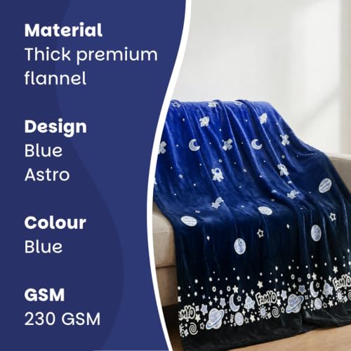 Image of Famyo GlowMaxx AC Blanket for Kids, Glow in the Dark Soft Flannel Blanket | 200x152 cm Double Bed Size | Lightweight Winter Blanket for AC Rooms, Lab-Tested & Skin-Friendly for Kids