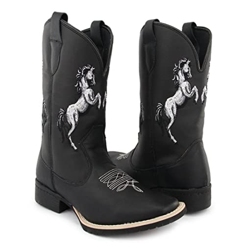 Bota Country Texana Masculina Bico Quadrado Texas Gold Horse Preto + Relogio Tamanho:41;Cor:Preto