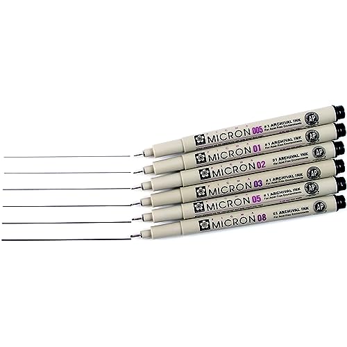 Image of SAKURA Pigma Micron Fineliner Pens - Archival Black Ink Pens - Pens for Writing, Drawing, or Journaling - Assorted Point Sizes - 16 Pack