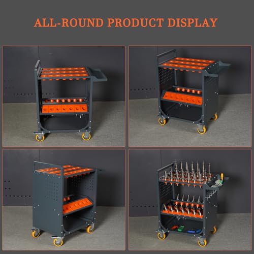 CNC Tool Holder Cart,Cat 40 Tool Storage Cart for Warehouses and Machining Centers,BT/CAT40-35CAP,Grey by JNYENCNC - Used condition - Image 7