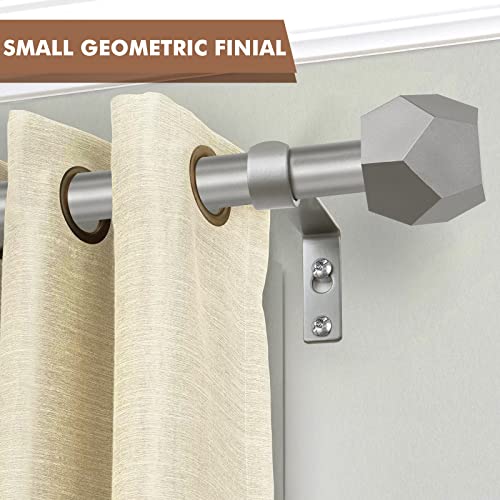 Tonial 3/4 Curtain Rods For Windows 28 To 48 (2.3-4Ft), 2 Pack Single Window Rods, Decorative Telescoping Drapery Rod For Windows 16 To 44 Inch(1.3-3.7Ft) With Geometric Faceted Finial, Silver #TOP1