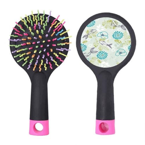 Brosse à cheveux démêlante anti-casse à coussin d'air imprimé bleu