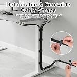 Under Desk Cable Management, Self-Adhesive Hook and Loop Straps, Adjustable Reusable Wire Organizer for Home Office Essentials (20 Pairs)