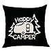 XUWELL Happy Camper z bawełnianą lnianą poszewką na poduszkę, prezenty kempingowe, 45 x 45 cm poszewka na poduszkę na sofę łóżko do domu kampera dekoracja