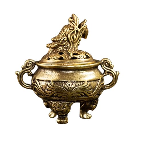 Amosfun Tripod Incense Burner Vintage Brass Home Decor Ornamental Incense Holder for Meditation and Aromatherapy with Stable Three-Legged Design 2.04X1.96X1.96In