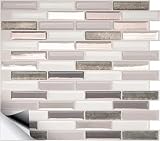SMART TILES Peel and Stick Backsplash - 4 Sheets of 10.20" x 9.00" - 3D Adhesive Peel and Stick Tile