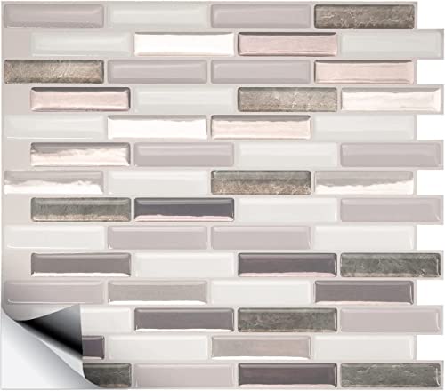 Smart Tiles Peel And Stick Backsplash - 4 Sheets Of 10.20" X 9.00" - 3D Adhesive Peel And Stick Tile Backsplash For Kitchen, Bathroom, Wall Tile #TOP3
