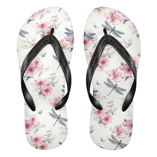 Burbuja Dragonflies Flip Flops for Women Men, Soft Thong Sandals Rubber Slippers for Pool Beach Essentials