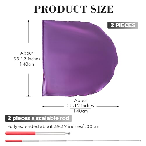 2 Banderas de alabanza y danza KIKIGOAL moradas de 140x140 cm con barra escalable 3