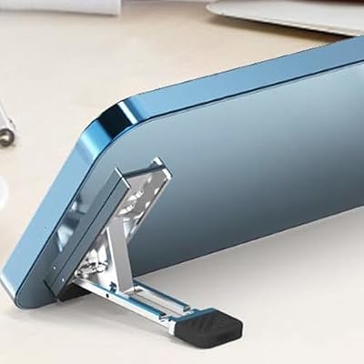 Portable Foldable Mini Phone Stand 2pcs Silver Ultra-Thin Cellphone Holder for Desk Travel Use Adjustable Desktop Mobile Phone Cradle Compatible with Smartphones