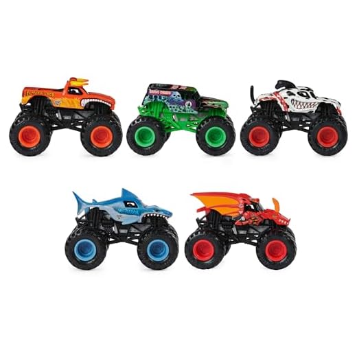 Monster Jam, Official Pit Party 5-Pack of 1:64 Scale Monster Trucks, Kids Toys for Boys and Girls Ages 3 and Up